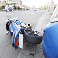 Overturned motorcycle